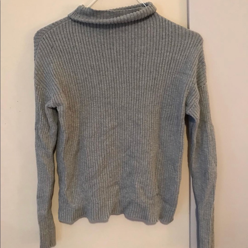 grey sweater with high neck